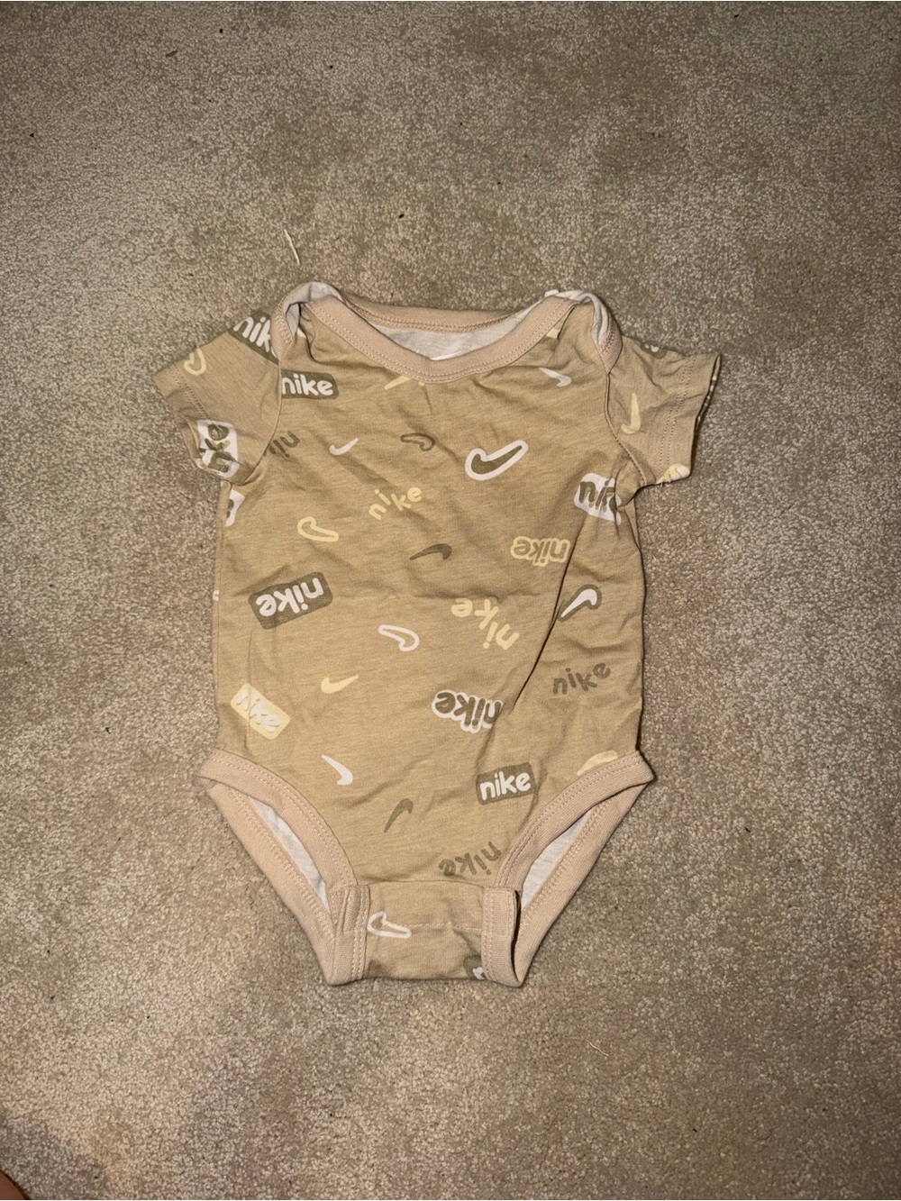 Nike Tan Logo-Print Baby One-Piece Bodysuit